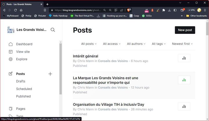 Retour sur Ghost.io comme techno de site web